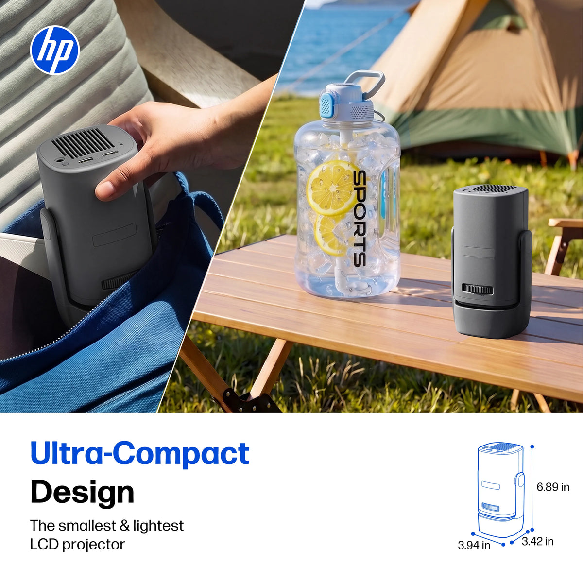HP SW100 Smart Mini Projector with WiFi and Bluetooth - Gray