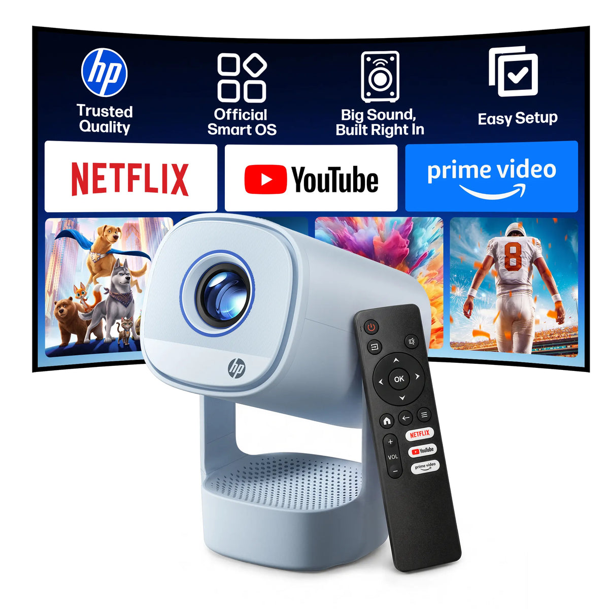HP SW100 Smart Mini Projector with WiFi and Bluetooth - Blue
